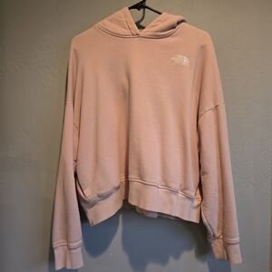The North Face Women's Light Blush Pink Oversized, Cropped Hoodie, XL